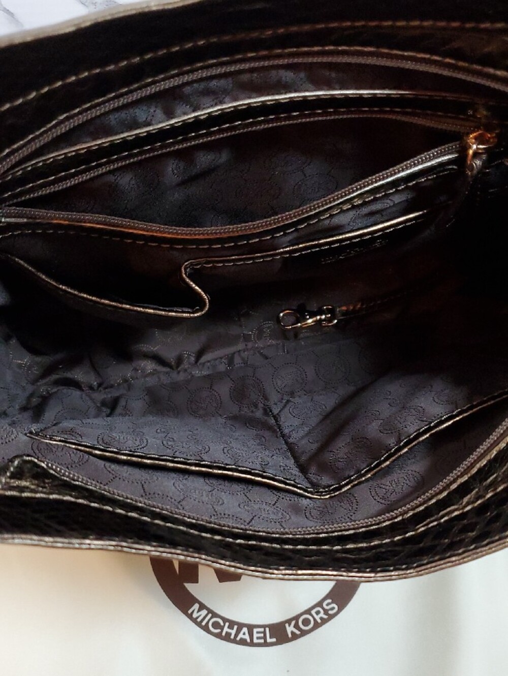 Michael Kors Cocoa Fulton Chain Hobo Snake-Embossed Shoulder Bag NWT - Picture 15 of 16